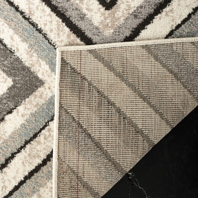 Gray Geometric Low Pile Synthetic Area Rug