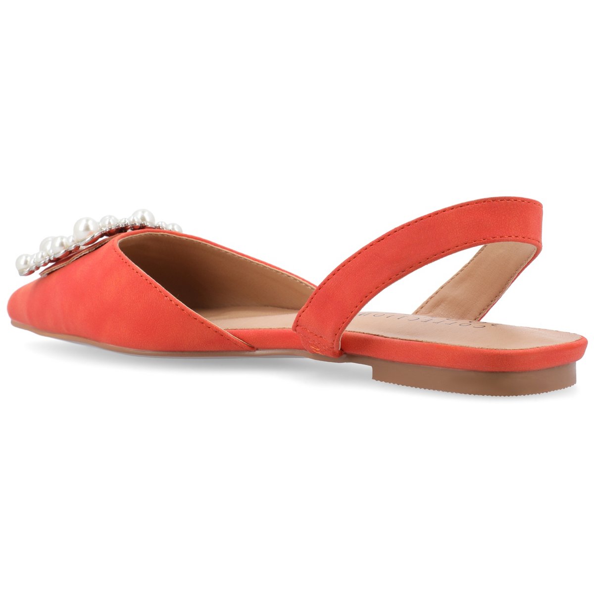 Обувь Journee Collection Women's Medium and Wide Width Hannae Sling Back Pointed Toe Flats, Orange 6 — фото 7