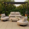 Aluminum Coffee Table 15.2"H, Natural Finish with Faux Wood Top, Modern Outdoor Design by Zuo Modern - 2 of 4