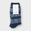 Women's Snowflake Geo Double Lined Cozy Crew Socks - Auden™ Navy/Blue 4-10 - 2 of 3