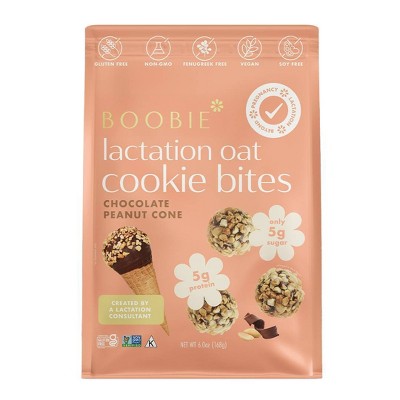 Boobie Lactation Oats Cookie Bites - Chocolate Peanut Cone - 6oz