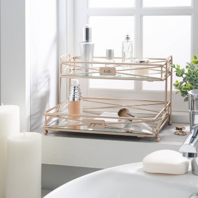 rose gold square step bins bathroom