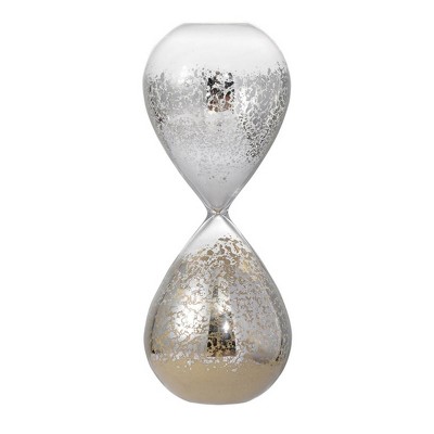 GlasFlength Decorative Objects Hourglass Decor 30 Minute Hourglass Vintage Hourglass Table Desk Decor for Living Room, Silver, 3.2"*3.2"*8"