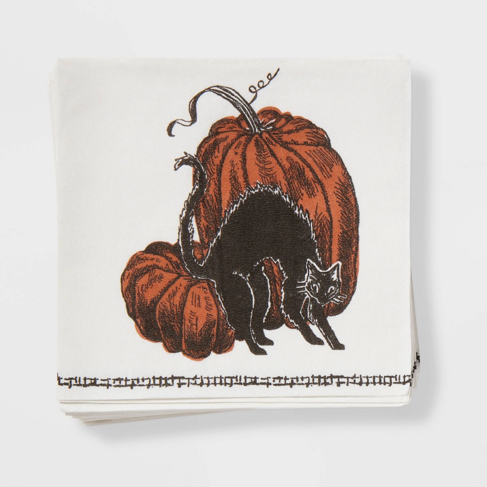 20ct Halloween Paper Cat Beverage Napkins - Threshold