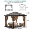 Hardtop Gazebo, Outdoor Polycarbonate Roof Canopy, Heavy Duty Hardtop Pavilion with Netting and Curtains - 2 of 4