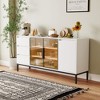 Modern Buffet Cabinet with Doors and 3 Drawers, Kitchen Sideboard Storage Cabinet with Countertop for Dining Room or Living Room - 4 of 4