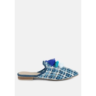Mariana Woven Flat Mules With Tassels