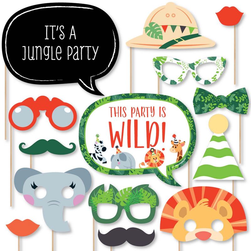 Big Dot of Happiness Jungle Party Animals - Safari Zoo Animal Birthday Party or Baby Shower Photo Booth Props Kit - 20 Count, 1 of 9