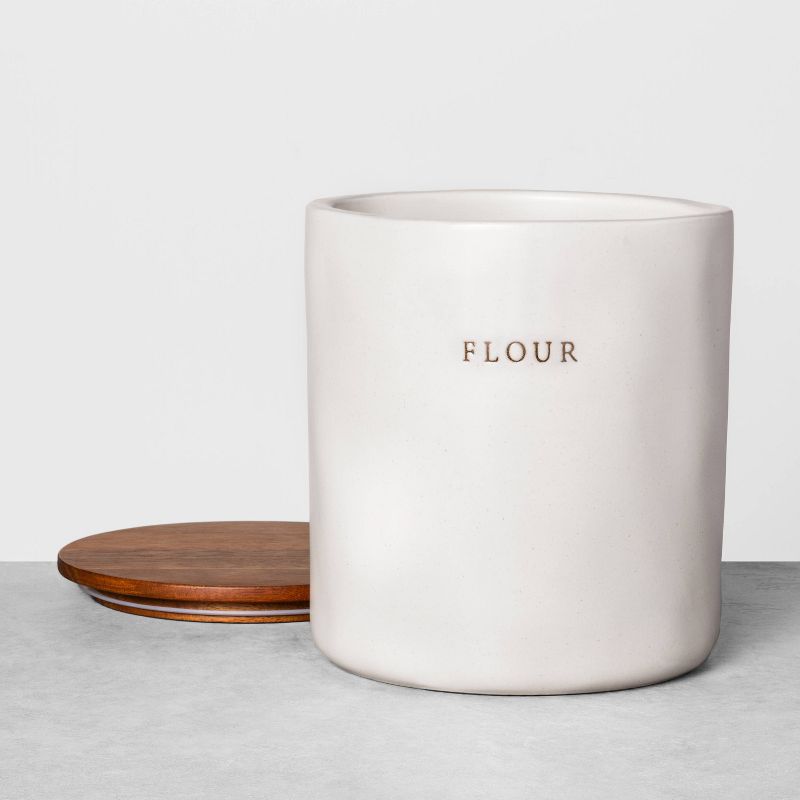 128oz Stoneware Flour Canister with Wood Lid Cream/Brown - Hearth &#38; Hand&#8482; with Magnolia, 3 of 12