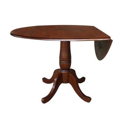 Espresso Round Solid Wood Pedestal Extendable Dining Table