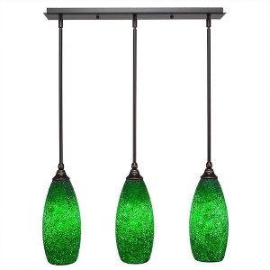 Toltec Lighting Any 3 - Light Chandelier in  Dark Granite with 5.5" Green Fusion Shade - 1 of 1