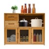 YIYIBYUS Small Bamboo Kitchen Pantry Sideboard with 2 Doors, Freestanding Countertop Storage Cabinet-24.4"W - 2 of 4
