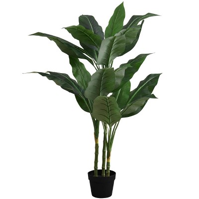 42" Tall Dark Green Silk and Plastic Potted Floor Plant