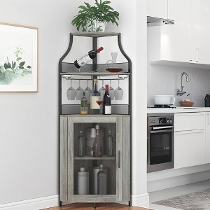 Corner Wine Cabinet, Metal Wine Holder Stand Holds 50+ Bottles & Glassware, Floor Wine Storage for Kitchen Dining Room Office Bar - 1 of 4