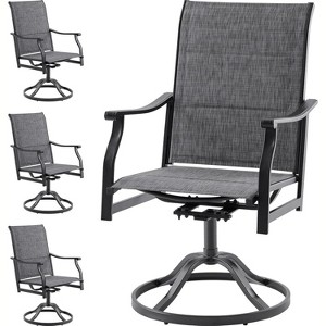 Set of 4 Swivel Patio Dining Chairs - Padded Textilene Fabric for All-Weather Comfort, Ergonomic Design Ideal for Backyard, Balcony, and Garden - 1 of 4