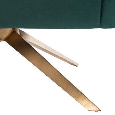 Emerald Velvet Swivel Arm Chair with Gold Brushed Base