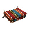 Outdoor 2-Piece Reversible Square Seat Cushion Set - Brown/Turquoise Floral/Stripe - Pillow Perfect - image 2 of 4