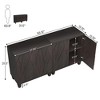 Resenkos Sideboard Buffet, Kitchen Storage Cabinet,55" Sideboard Buffet Storage Credenza Cabinet with Solid Wood Legs,Black - 2 of 3