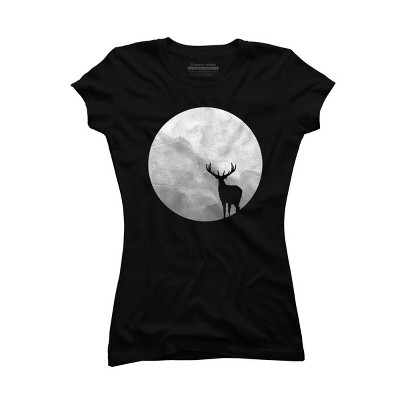 Junior's Design By Humans Deer Moon By Expo T-Shirt