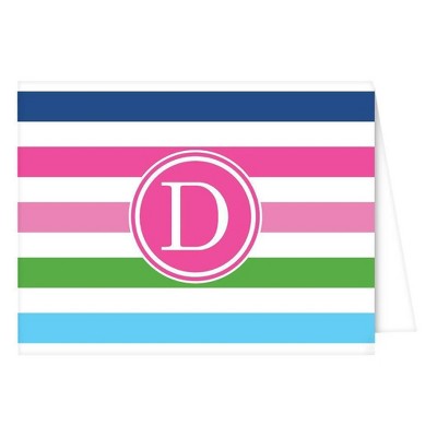 10ct Folded Notes - Preppy Stripe Monogram - D