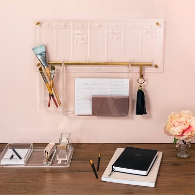 Clear Acrylic and Brass Wall File Pocket