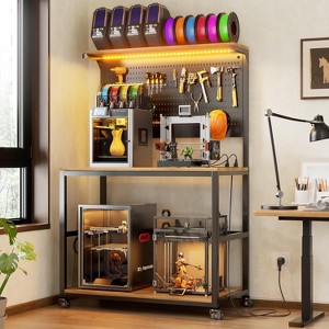 PAKASEPT 3D Printer Stand with Filament Storage, Large 3D Printer Table with LED Lights and Charging Station, Printer Shelf with Spools Holder Rack - 1 of 4