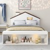 Wood Full Size Bed Frame, White Heavy Duty Storage Space Under The Bed Heavy Duty Frame Bed with Headboard, Footboard No Box Spring Easy Assembly - 2 of 4