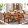 Modern Dining Set 5 Piece Oval Table & Chairs - Saddle Brown Wood Dining Room Furniture - 2 of 4