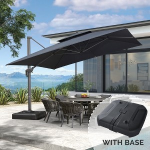 PURPLE LEAF Outdoor Cantilever Umbrella with Base Large Patio Umbrella Windproof Heavy Duty Hanging Offset Umbrella for Garden Outdoor Pool - 1 of 4