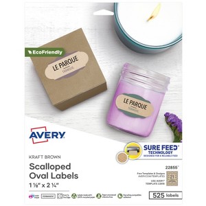 Avery Kraft Brown Scalloped Labels, 1-1/8" x 2-1/4", 525ct (22855) - 1 of 4