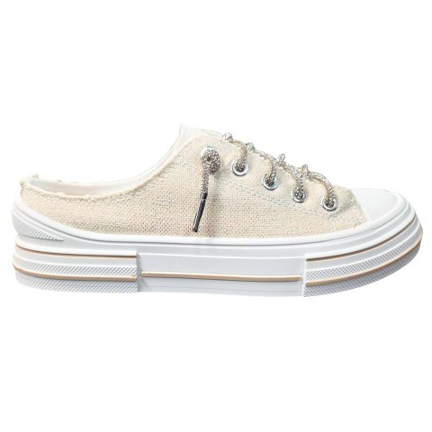 Женские кроссовки Very G Womens Aman Slip On Platform Sparkle Canvas Sneaker, Natural (9)