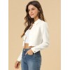 Allegra K Women's Turn Down Frayed Button Down Washed Cropped Denim Jacket - 2 of 4