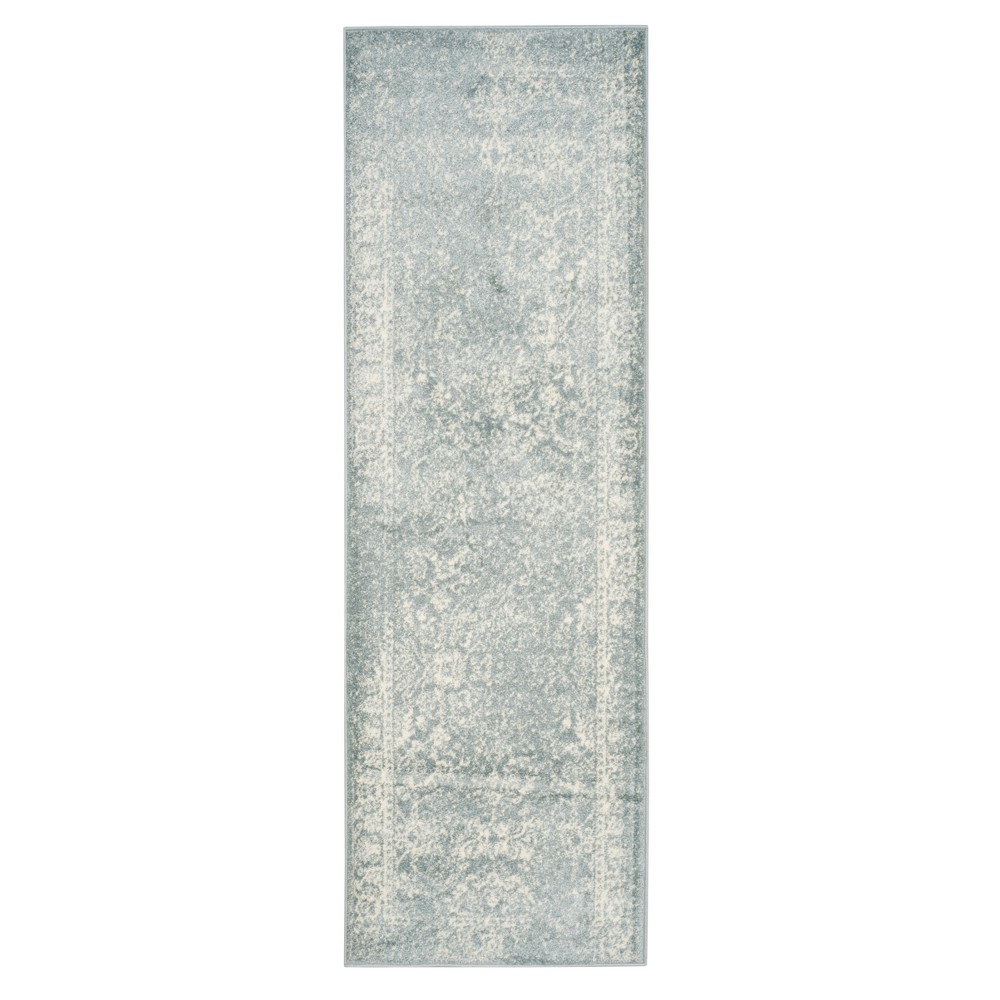 2'6inx10' Runner Slate/Ivory Medallion Loomed - Safavieh