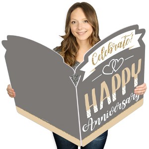 Big Dot of Happiness Happy Anniversary - Gold Wedding Anniversary Congratulations Giant Greeting Card - Big Shaped Jumborific Card - 1 of 4