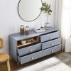 Dresser Closet, 5 Drawer Dresser With Leather Handles, 5 Drawers, Open Storage Compartment, Solid Wood Legs Buffet Cabinet - 3 of 4