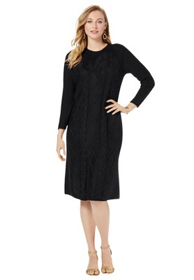 Eloquii Women's Plus Size Colorblock Sweater Cardigan Dress, 26/28 - Black  Eggnog : Target