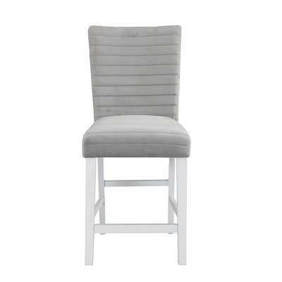 Elizaveta Gray Velvet and White Wood Counter Chair Set