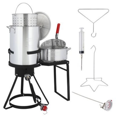 Winado 30qt. Turkey Fryer With Basket Outdoor Propane Deep Fryers Burner Stand With Side Shelf