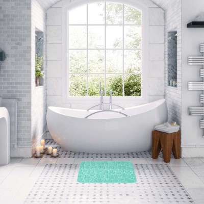 Aqua Blue Memory Foam Pebble Bath Mat 32" x 20"