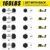ER KANG Dumbbell Set, Rubber Hex Dumbbell Set with Optional Dumbbell Rack, Strength Traning Weight Set Home Gym Equipment(160LBS Dumbbell Set) - 2 of 4