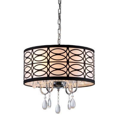 17" x 17" x 19" Tallalluh 4 Light Chrome Chandelier Black/Silver - Warehouse of Tiffany