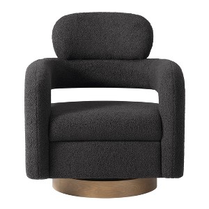 WestinTrends Alexandria Mid-Century Modern Faux Shearling Swivel Barrel Accent Chair - 1 of 4