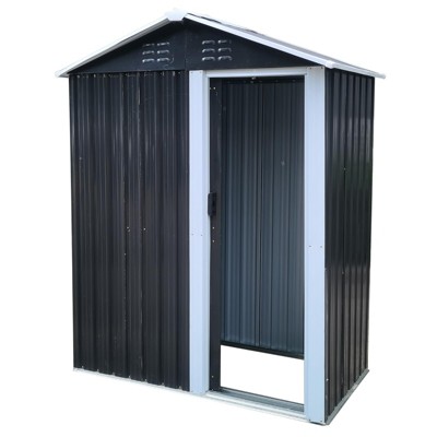 Garvee Outdoor Storage Shed ,Garden Tool House with Window Floor Foundation Shed for Garden Tool Storage Flat Roof + Windows