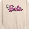 Women's - Barbie - Pink Leopard Print Logo Lightweight French Terry Wide Neck Long Sleeve Shirt - 2 of 4