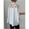 Women's Sheer Yoke Embellished Blouse Mock Neck Flowy Long Sleeve Top - 2 of 4
