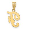 Black Bow Jewelry 14k Yellow Gold, Mimi Collection, Small Script Initial F Pendant - 3 of 4