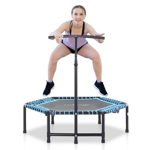4.5ft Exercise Trampoline, Portable & Foldable Fitness Trampoline Rebounder with 3-Level Adjustable T-Bar, Great for Adults Kids Working Out - 1 of 4