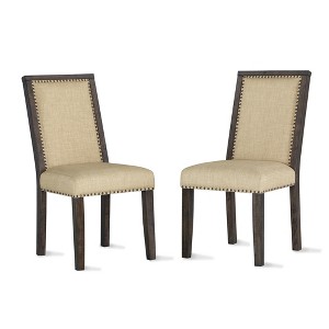 2pk Delgado Dining Chair with Nail Heads Beige - Dorel Living