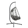 DOMETOUR Wicker Hanging Egg Chair with Stand for Indoor Outdoor Patio Bedroom Living Room Balcony - 2 of 4