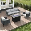 LayinSun 4 Piece Outdoor Furniture Set with Fire Pit Table, Modern Rope Woven Patio Conversation Sofa Set with Olefin - 2 of 4